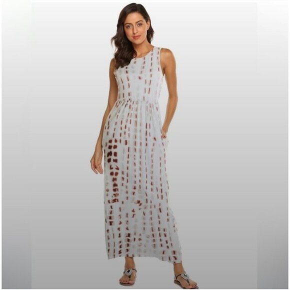 Hount Summer Sleeveless Striped Flowy Casual Long Maxi Dress With Pockets Medium - Picture 3 of 14